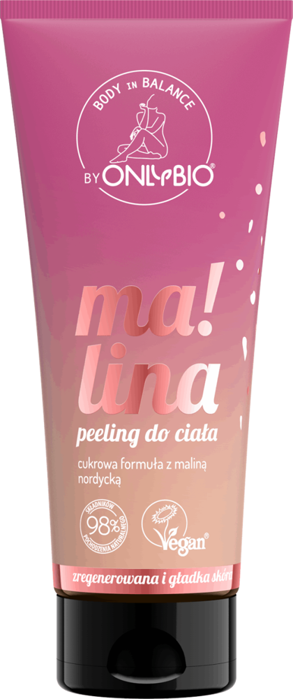 OnlyBio Regenerujący Wegański Cukrowy Peeling do Ciała z Maliną Nordycką 200ml