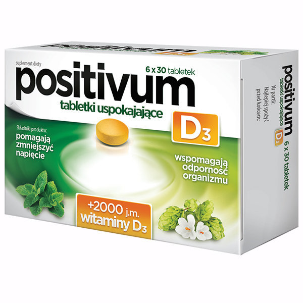 Positivum D3 dla Utrzymania Pozytywnego Nastroju z Witaminą D i Cynkiem 6x30 Tabletek