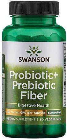 Swanson Probiotic + Prebiotic Fiber dla Zdrowia Układu Pokarmowego 60 Kapsułek