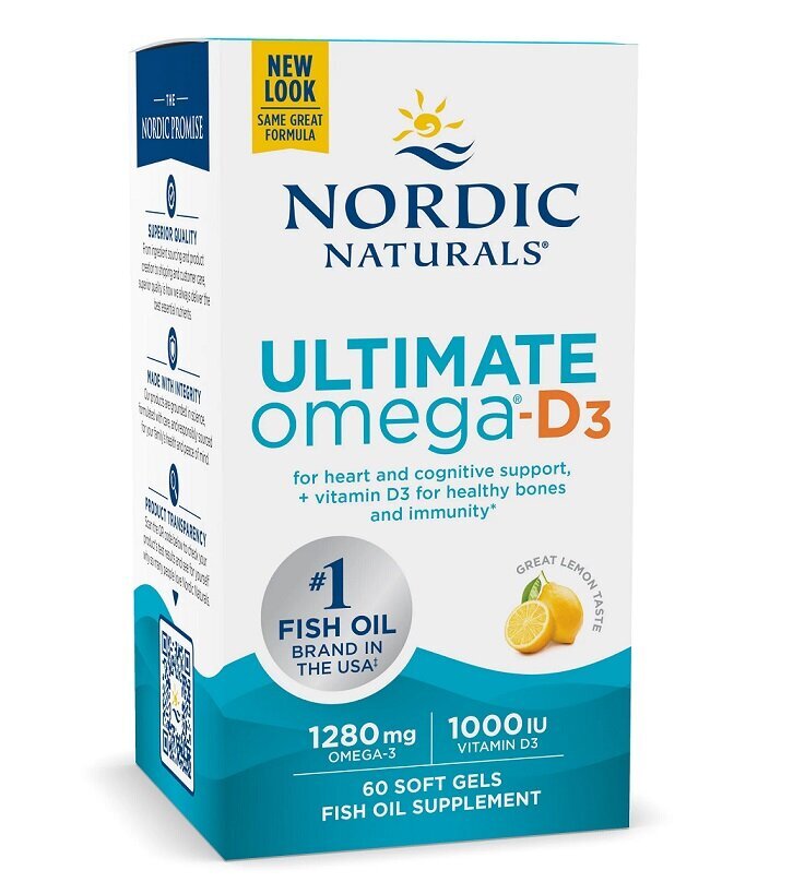 Ultimate Omega-D3 Fish Oil, 1280mg Lemon - 60 softgels