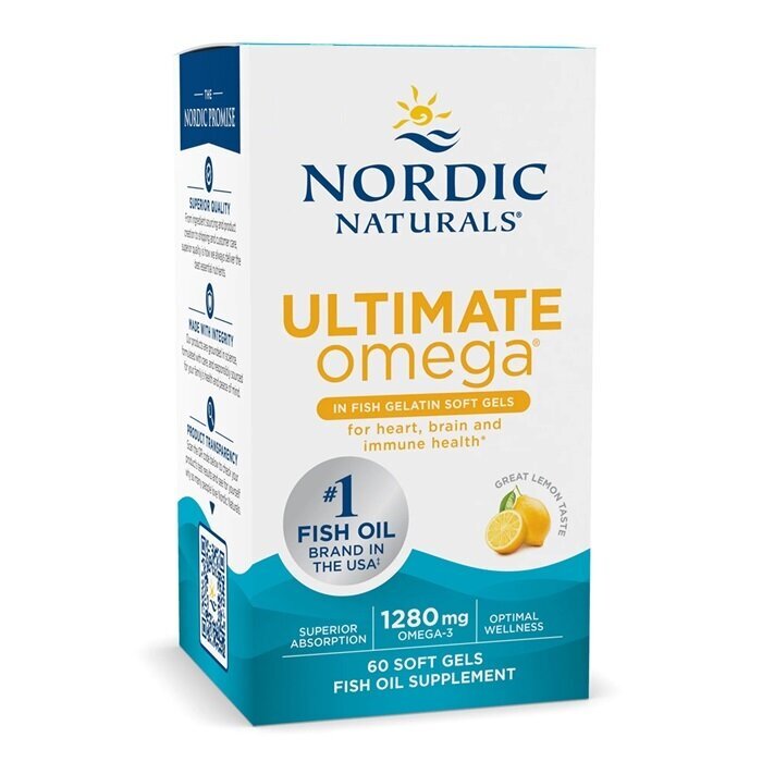 Ultimate Omega in Fish Gelatin, 1280mg Lemon (EAN 768990017971) - 60 softgels