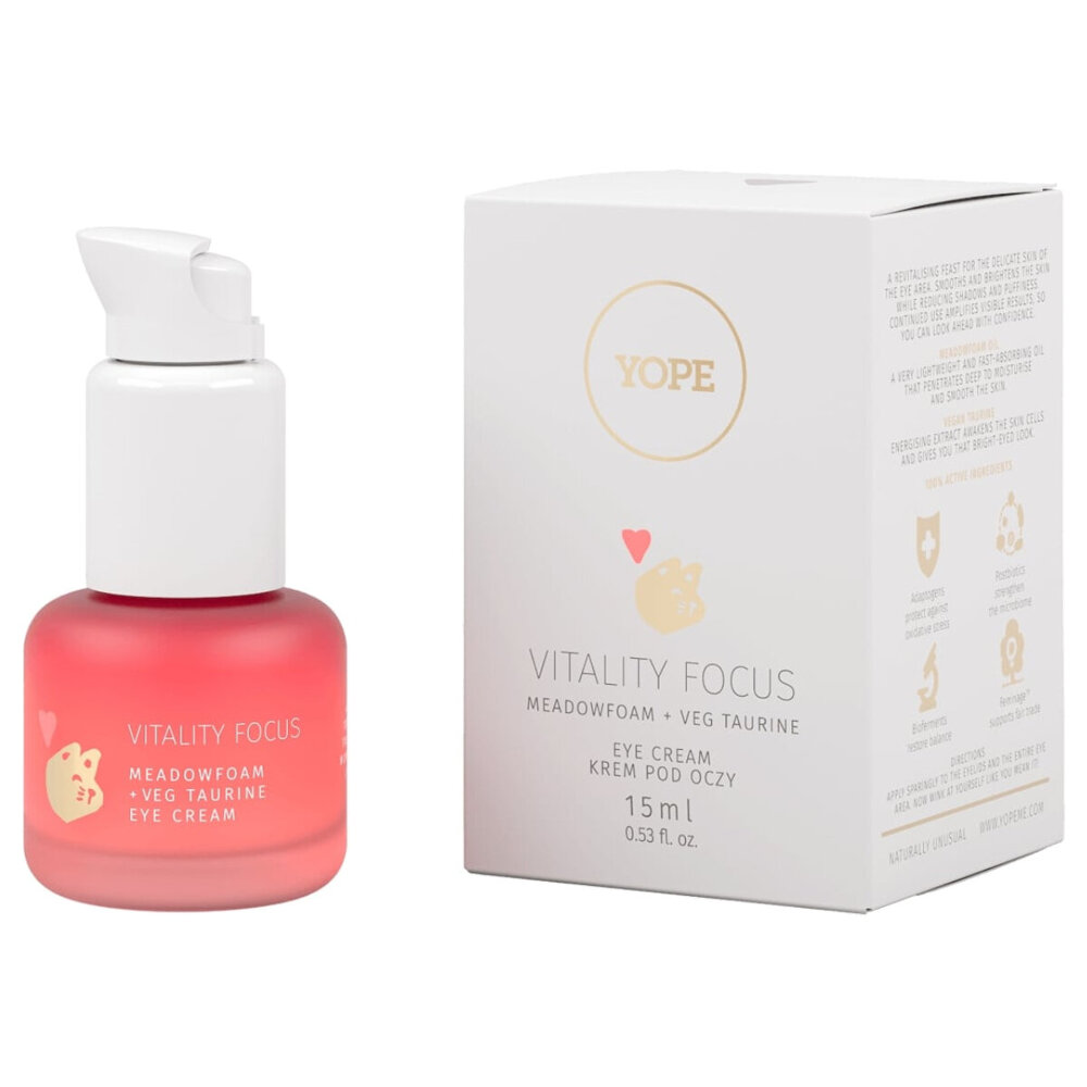 Yope Vitality Focus Krem pod Oczy Piana Łąkowa i Wege Tauryna 15ml