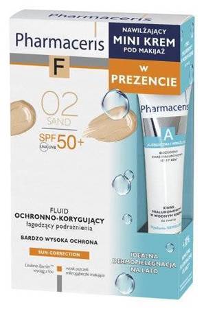 Zestaw Pharmaceris Fluid SPF50+ 02 Piaskowy, 30ml + Kwas Hialuronowy Kremie 15ml