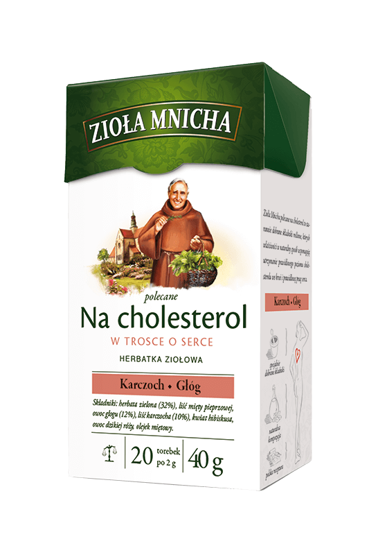 Zioła Mnicha Herbata na Cholesterol w Trosce o Serce z Karczochem i Głogiem 20x2g
